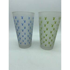 Set Of 2 Frosted‎ Playboy Bunny Logo Drinking Glasses Collectibles